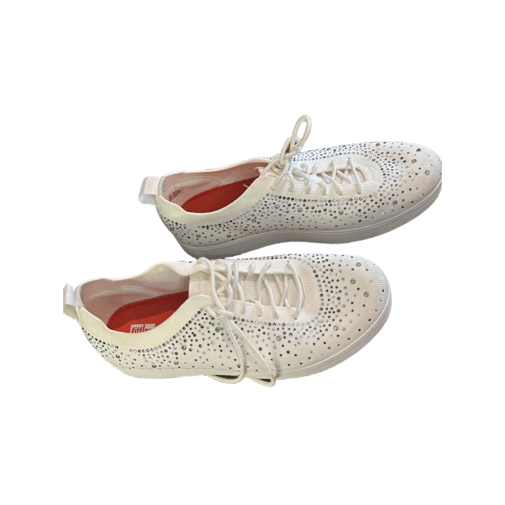 Women's FitFlop White Silver Crystal Sneakers Size 10 - Picture 3 of 5